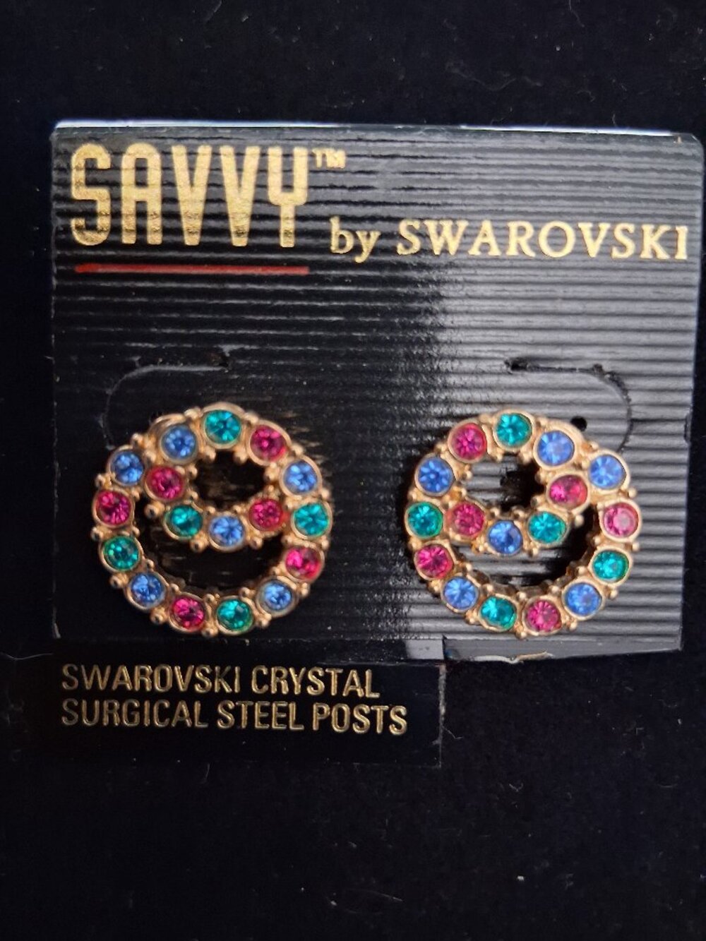 Swarovski Savvy Multicolor Crystal Circle Stud Pierced Earrings